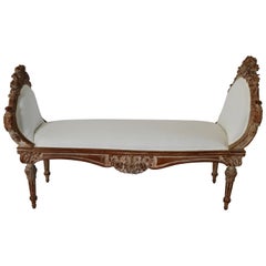 18th Century Louis XV-XVI Transitional Bench with Floral and Musical Motif