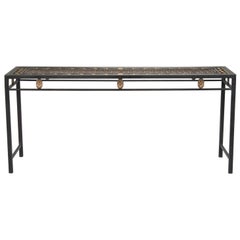 Antique Console Custom-Made from French Fer Forge Decorative Grill