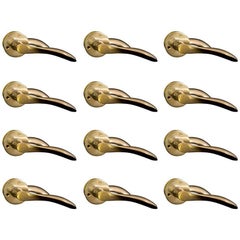 Arne Jacobsen Set of 12 Brass Door Handles