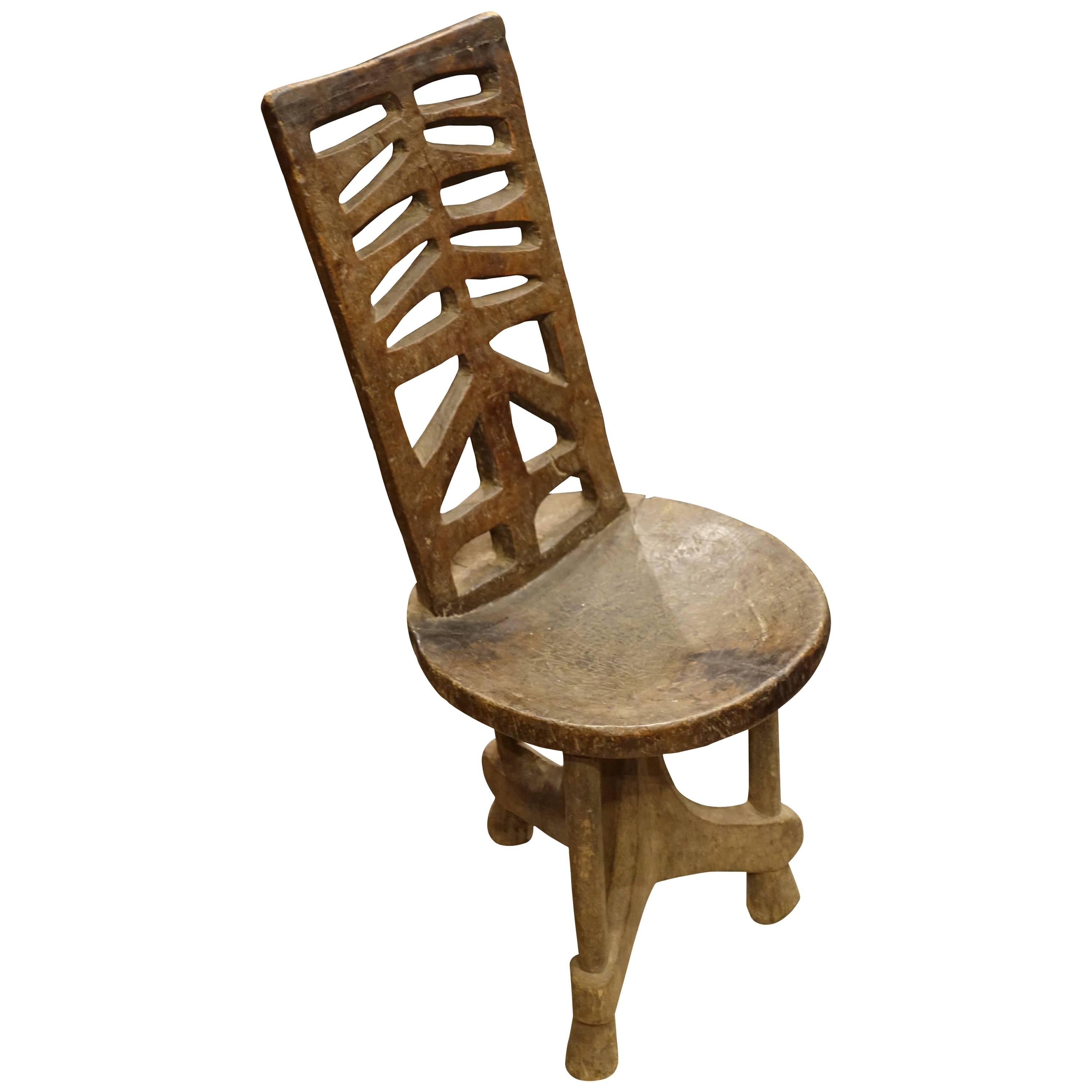 19th Century Ethiopian Wooden Chair, Africa