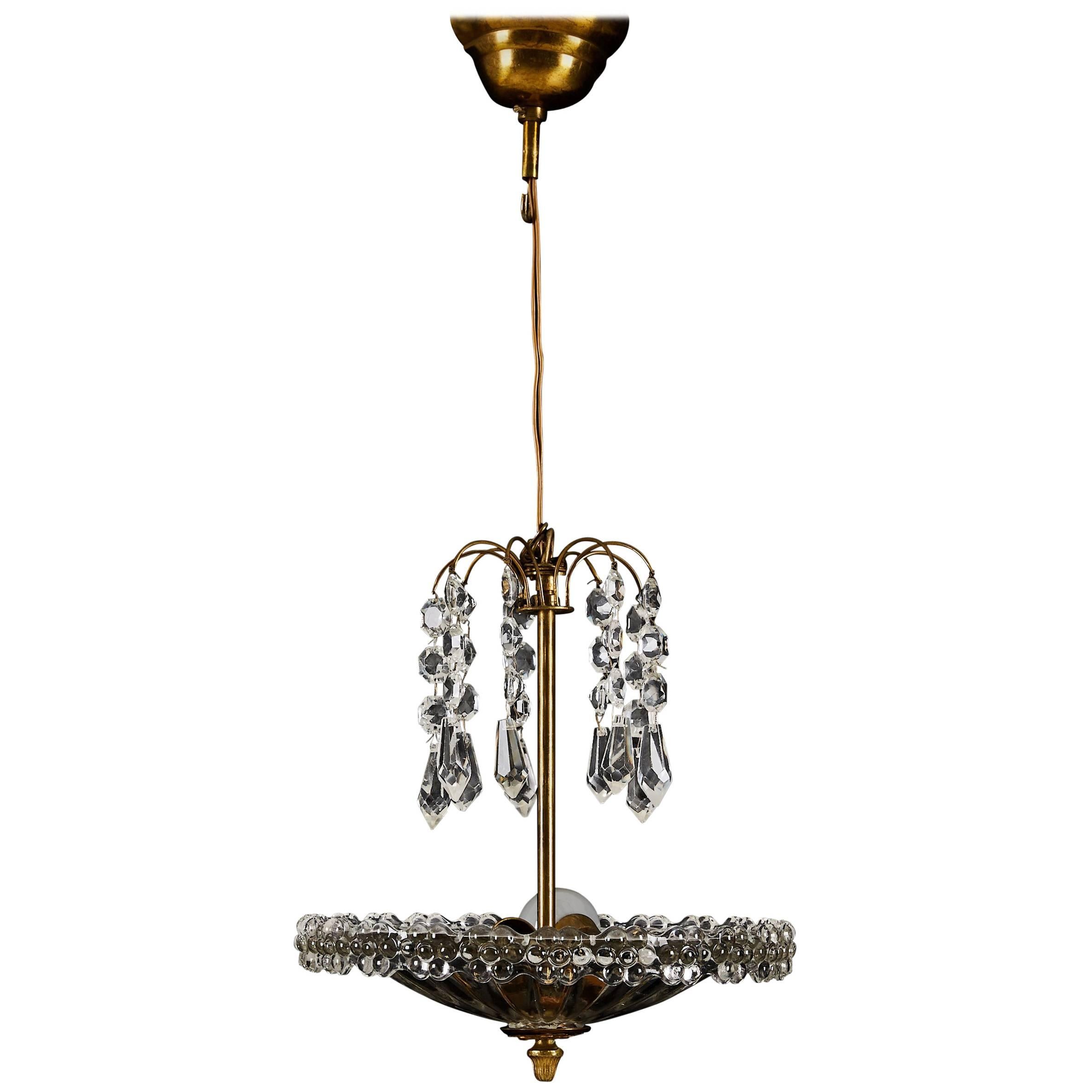 Midcentury Glass Chandelier For Sale