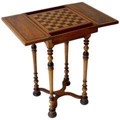 Antiker Schach-Brettspieltisch:: um 1880