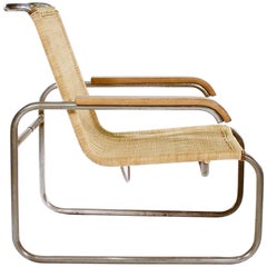 'B35' Tubular Metal and Wicker Armchair by Marcel Breuer