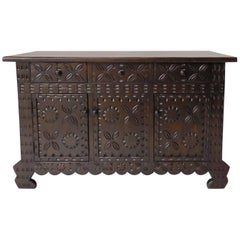 Dos Gallos Custom Carved Console / Media / Vanity Cabinet