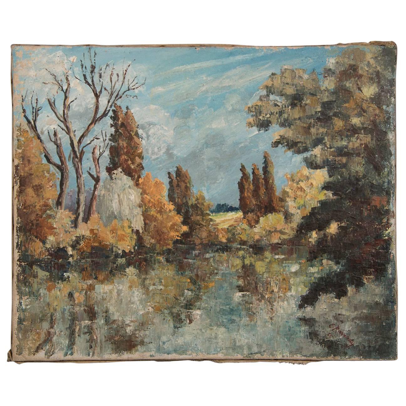 Antique French Impressionist Painting Signed E. Raverdy, circa 1885 For Sale
