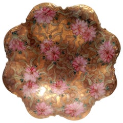 Antique Japanese Royal Nippon Hand-Painted Gilt Moriage Floral Ruffle Bowl