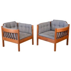 Pair of Borge Mogensen Style Spindle Lounge Chairs