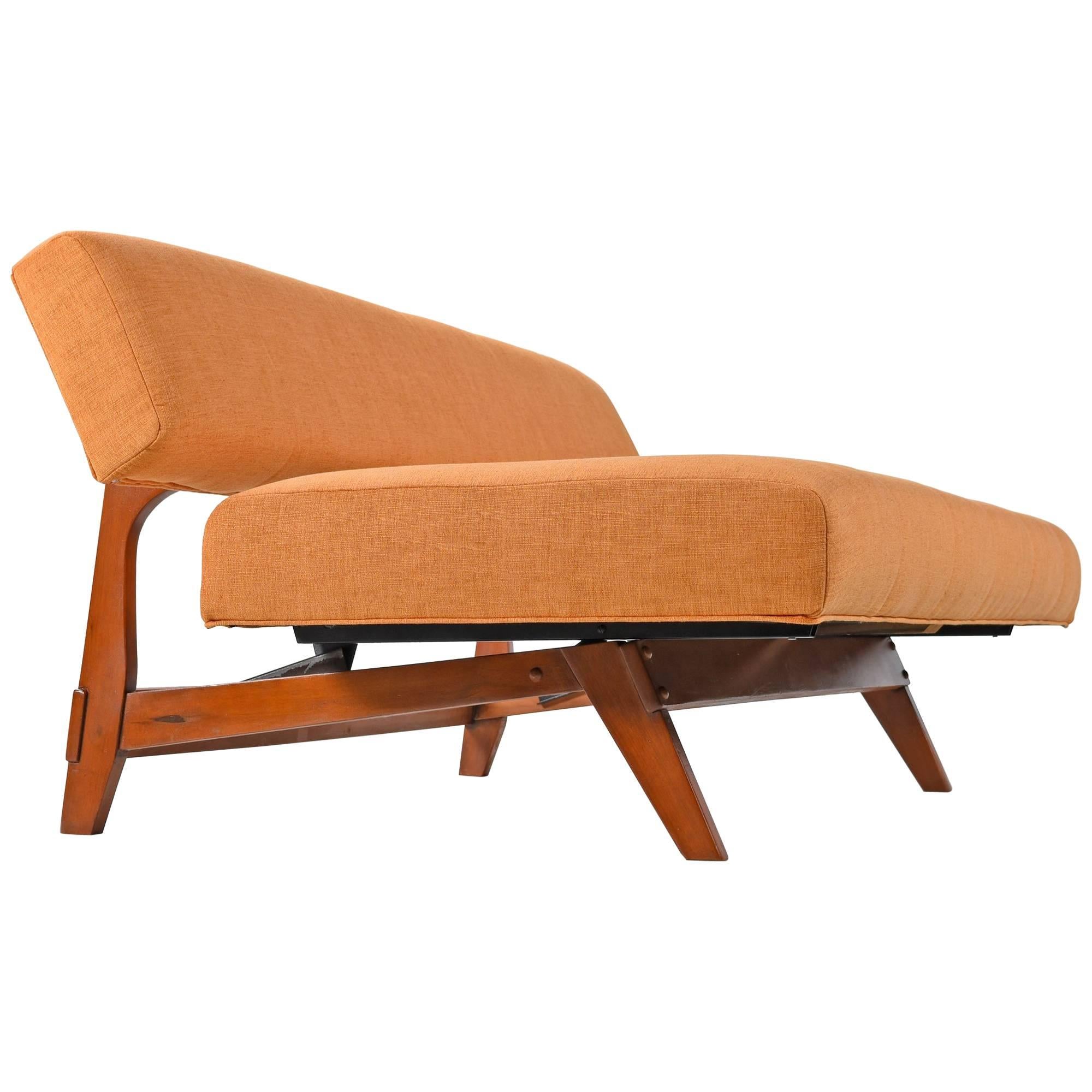 Mid-Century Modern Orange Convertible Daybed Sofa