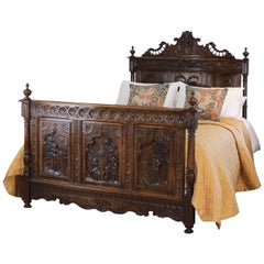 Antique Oak Wood Breton Bed WK80