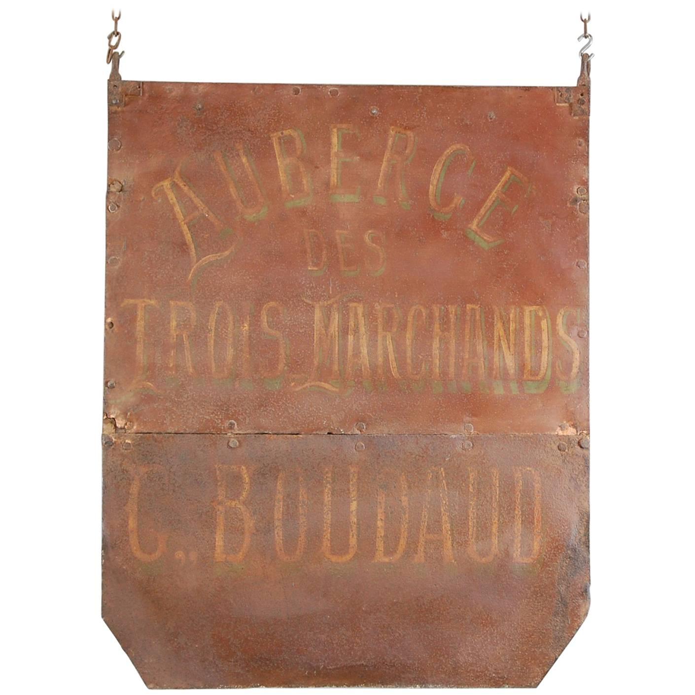 19th Century French Hand-Painted Auberge Trade Sign