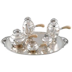 Exquisites und sehr seltenes Georg Jensen Blossom Sterling Tee- und Kaffeeservice