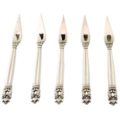 Georg Jensen Five Nutpickers of Sterling Silver, 
Acorn
