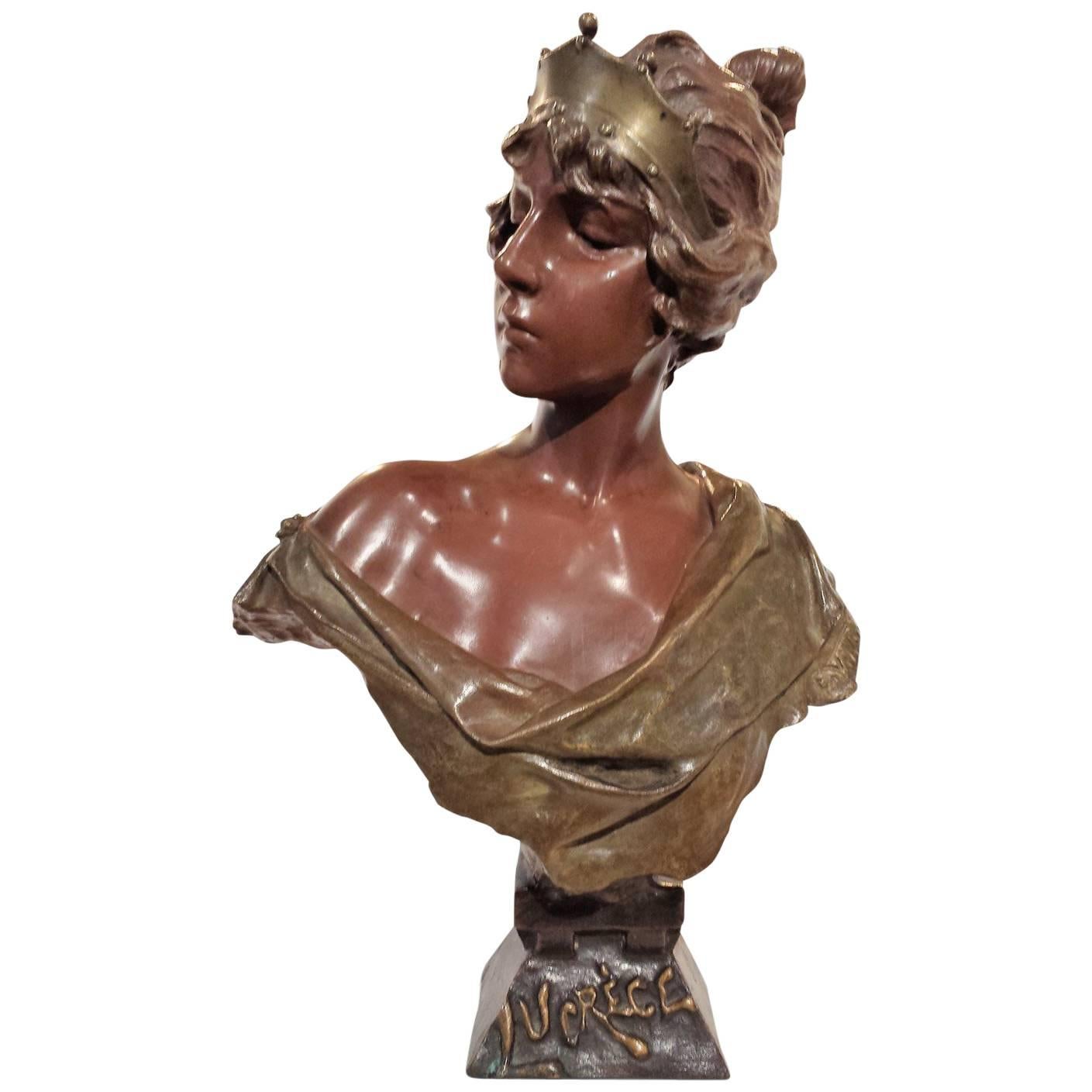 'Lucrece': Art Nouveau Bronze by Emmanuel Villanis For Sale