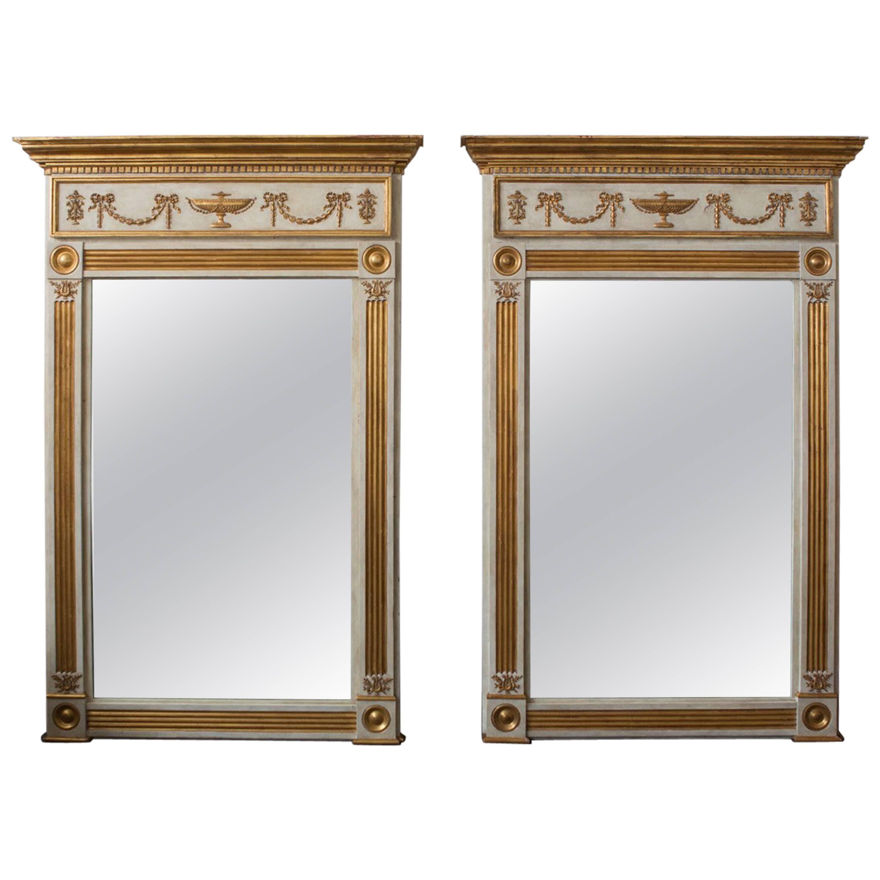 Monumental Pair of Neoclassical French Mirrors For Sale