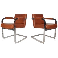 Milo Baughman Mid-Century Cantilever Lounge Chairs