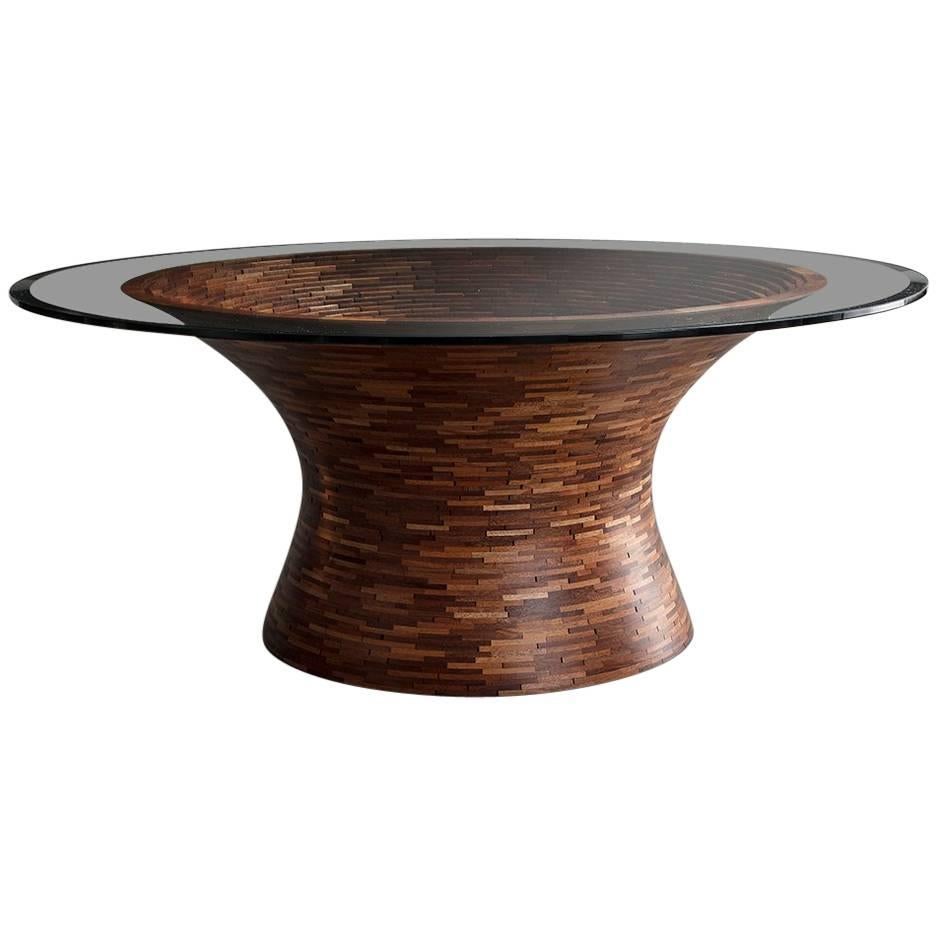 Round STACKED Coffee Table by Richard Haining, shown in Mahogany, Customizable