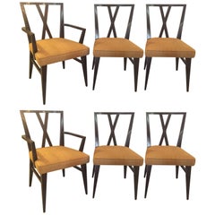 Set of Six Tommi Parzinger X-Back Dining Two-Arm Four Side Chairs