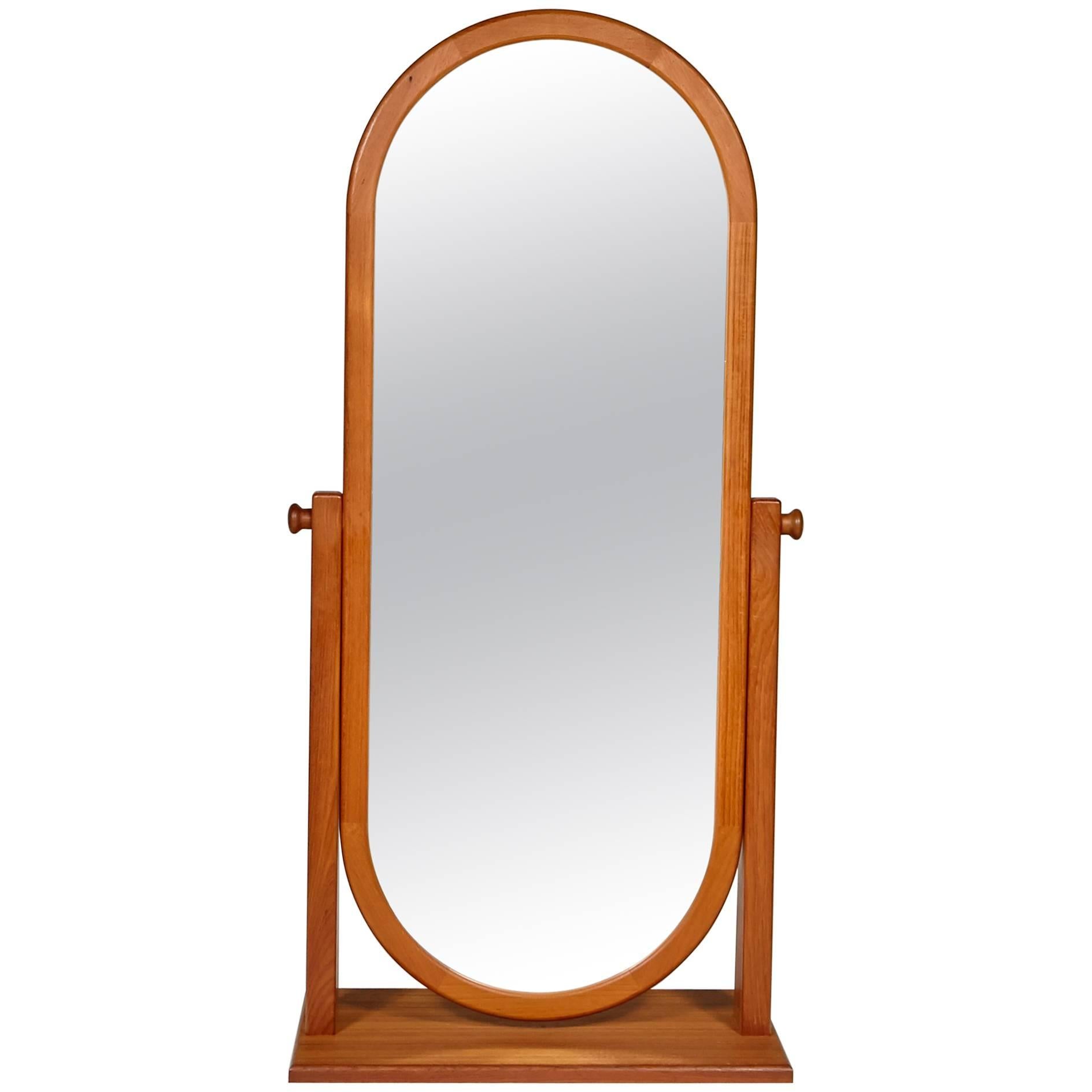 Danish Teak Cheval Mirror, 1970s For Sale