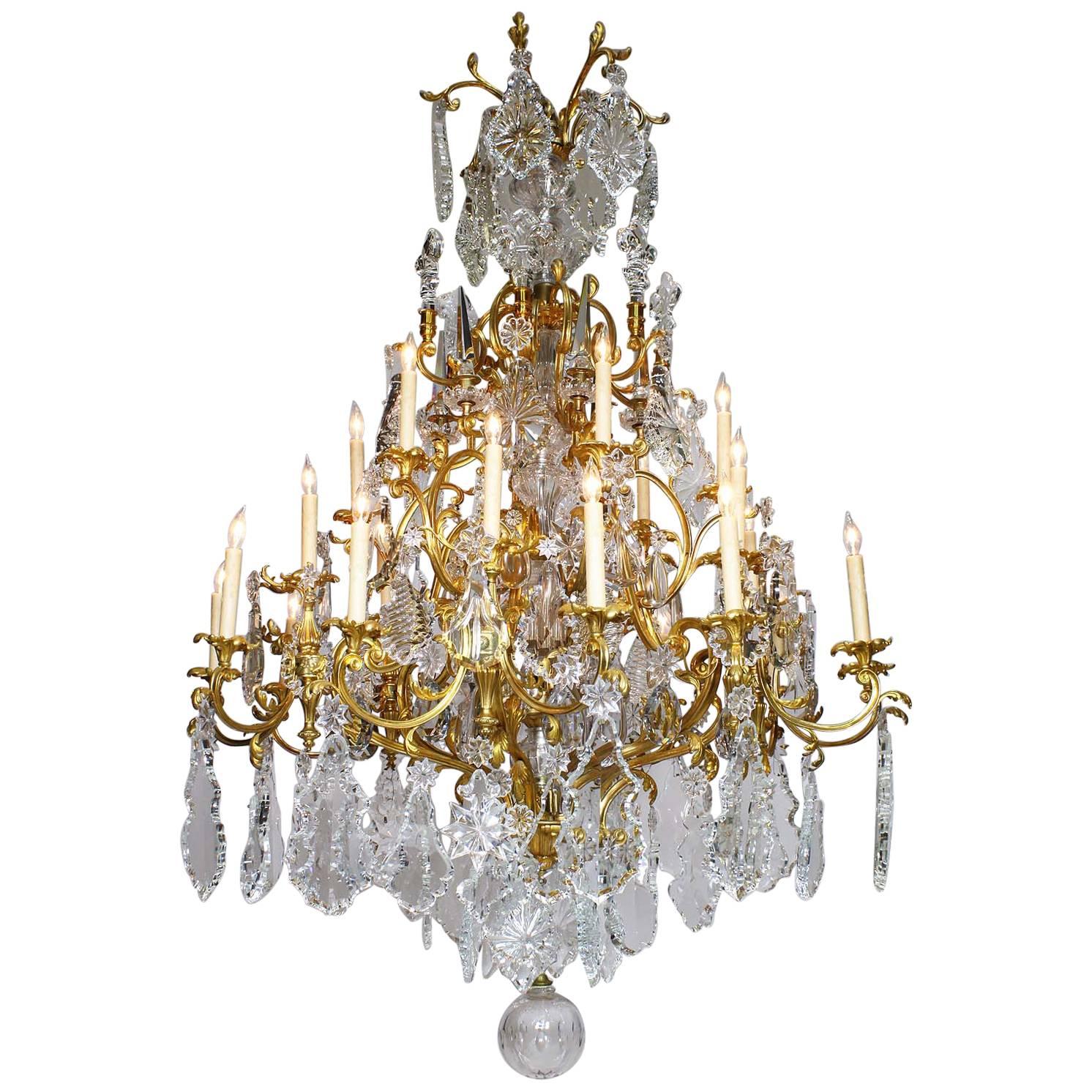 French 19th Century Louis XV Style Gilt-Bronze Crystal Chandelier Attr. Baccarat