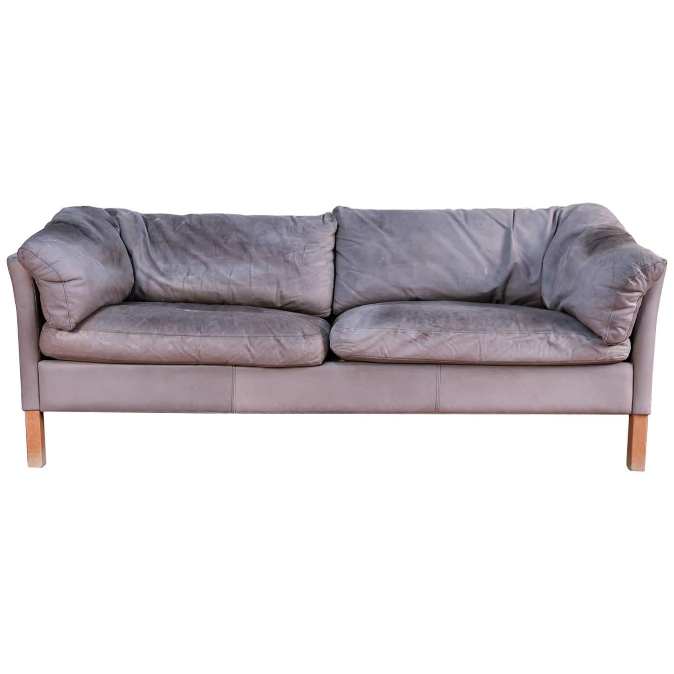 Mogens Hansen Model 35 Gray Leather Sofa