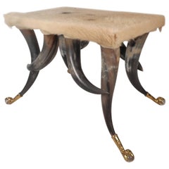 Vintage Cowhide and Horn Ottoman