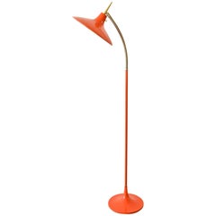 Orange Enameled Atomic Floor Lamp by Laurel Lamp Company, circa 1955