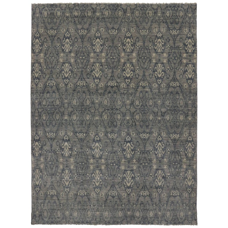 Modern Dark Gray Transitional Ikat Rug For Sale at 1stdibs