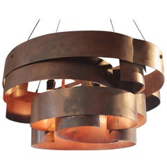 Sculptural Steel Chandelier in Sealed Natural Rust