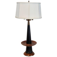 Tony Paul Ceramic, Brass and Walnut Table Lamp, circa 1954