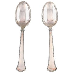 Hans Hansen Silverware Number 5, Two Dinner Spoons in Sterling Silver