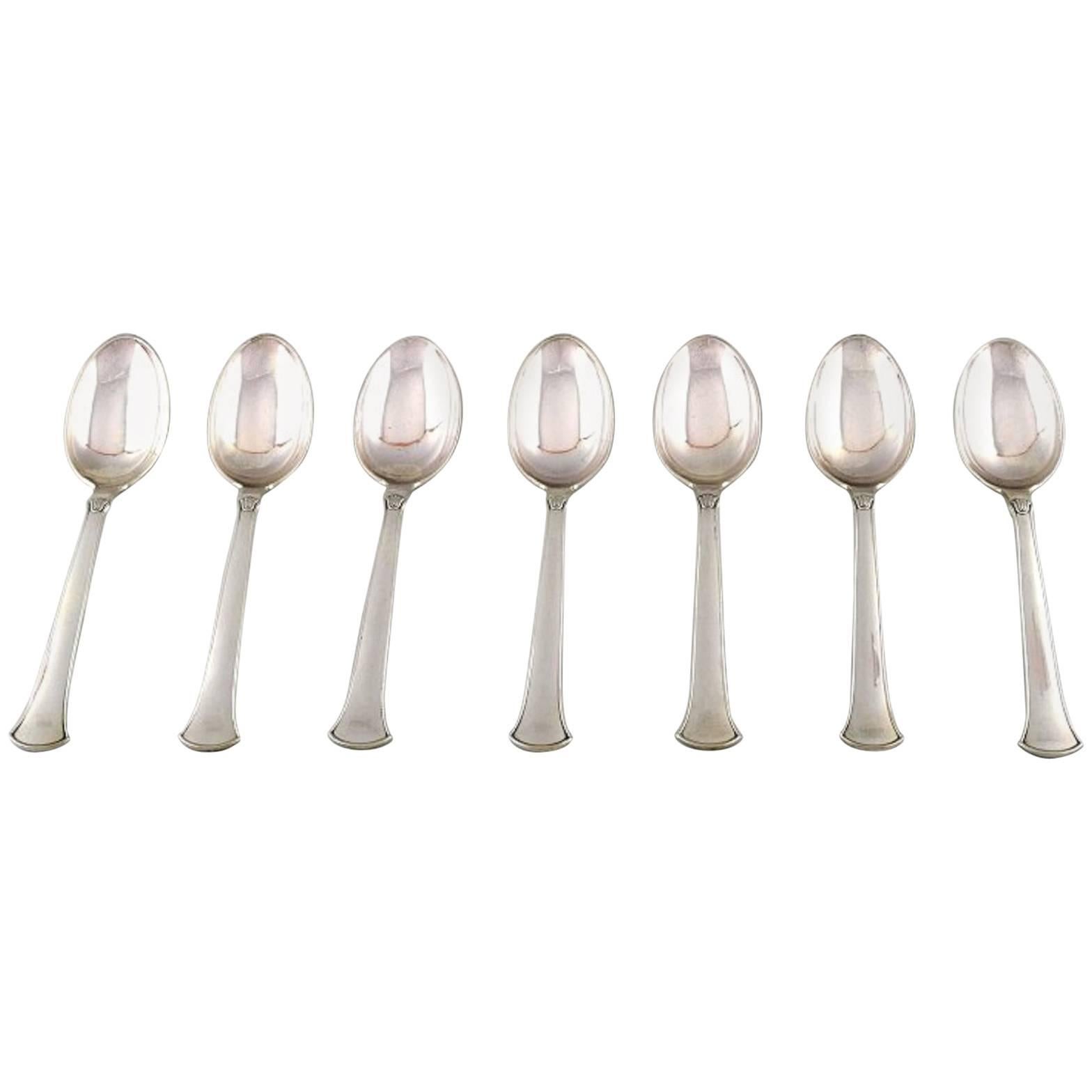 Hans Hansen Silverware Number 5 in Sterling Silver, Seven Tea Spoons