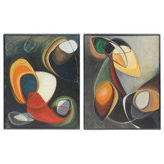 Oils on Canvas of the 1953 Antonio Franchini Painter Italian Design Minimalist