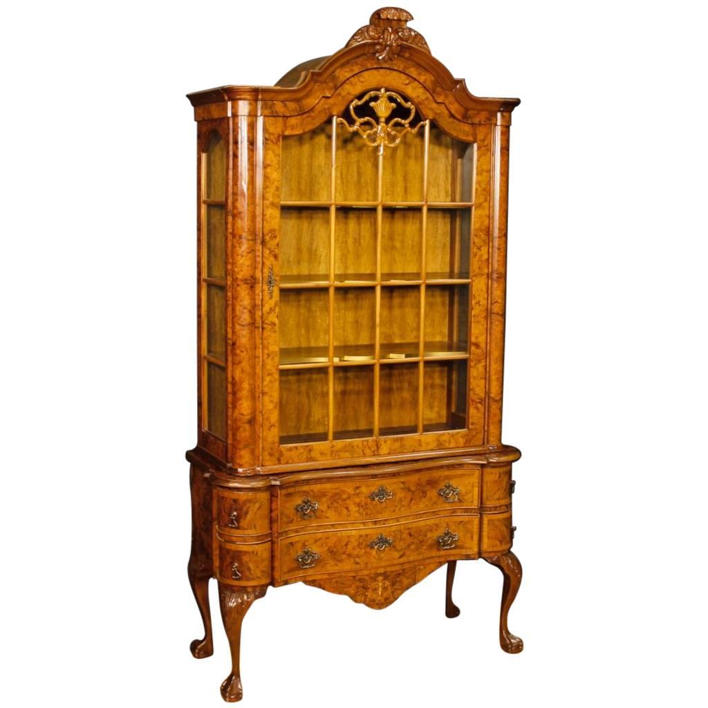 20th Century, Dutch Display Cabinet in Burl Walnut