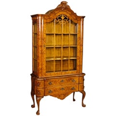 20th Century, Dutch Display Cabinet in Burl Walnut