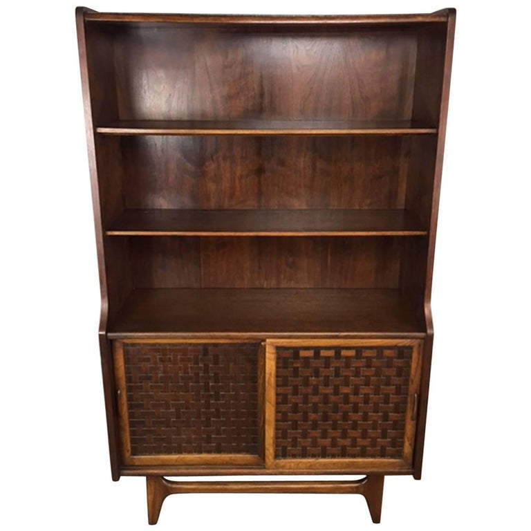 Lane Basket Weave Hutch and Bookcase at 1stDibs