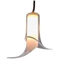 Colgante posmoderno de cristal de Murano blanco atribuible a Mazzega, Italia