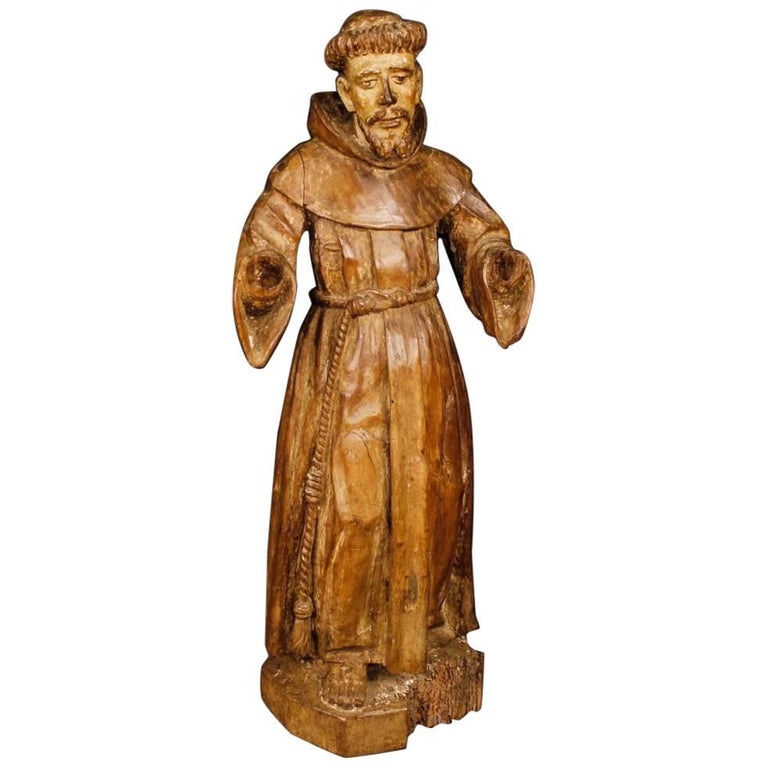 18th Century French Religious Sculpture Saint Francis For Sale at 1stDibs