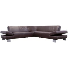 Willi Schillig Designer Cornersofa Brown Leather Modern Function