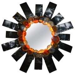 Brutalist Mirror with Agate Stone