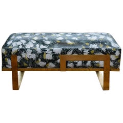 Bench Upholstered with Hand-Painted Leather