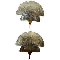 Pair of Waterlily Murano Glass Sconces