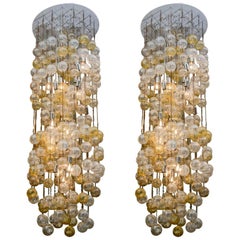 Pair of Murano Globes Chandeliers by Feruccio Laviani