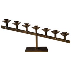 20th Century, French Seven-Branched Candelabra Made of Solid Brass
