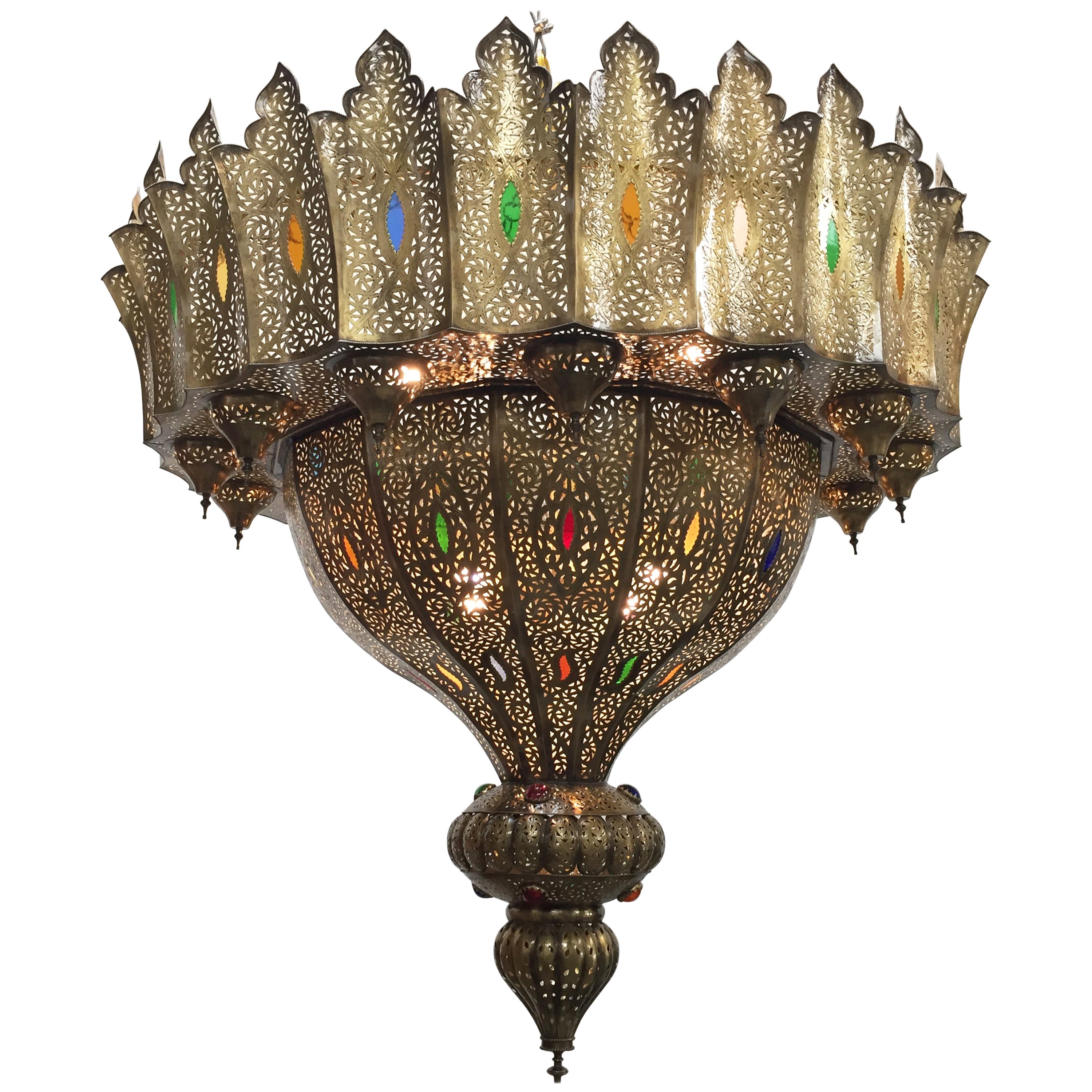 Pasha Moroccan Moorish Brass Chandelier at 1stDibs