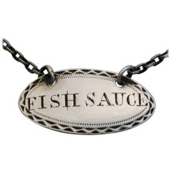 George III Antique Silver Sauce Label 'Fish Sauce'