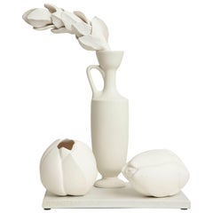Porcelain Still Life with Lekythos, Branch, and Two Buds by Anat Shiftan, 2017