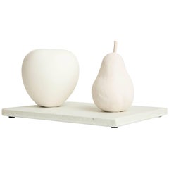 Porcelain Still Life in White with Apple and Pear by Anat Shiftan, 2017
