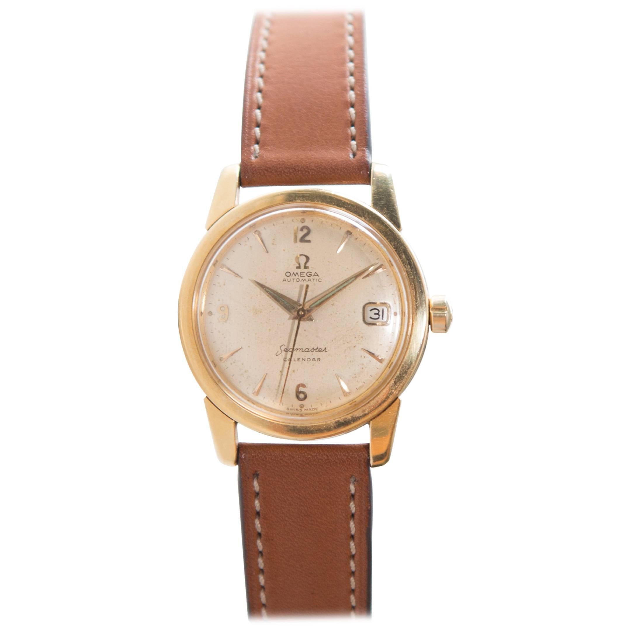Omega Seamaster Calendar 2849SC 18-Karat Gold, Automatic Wristwatch For Sale