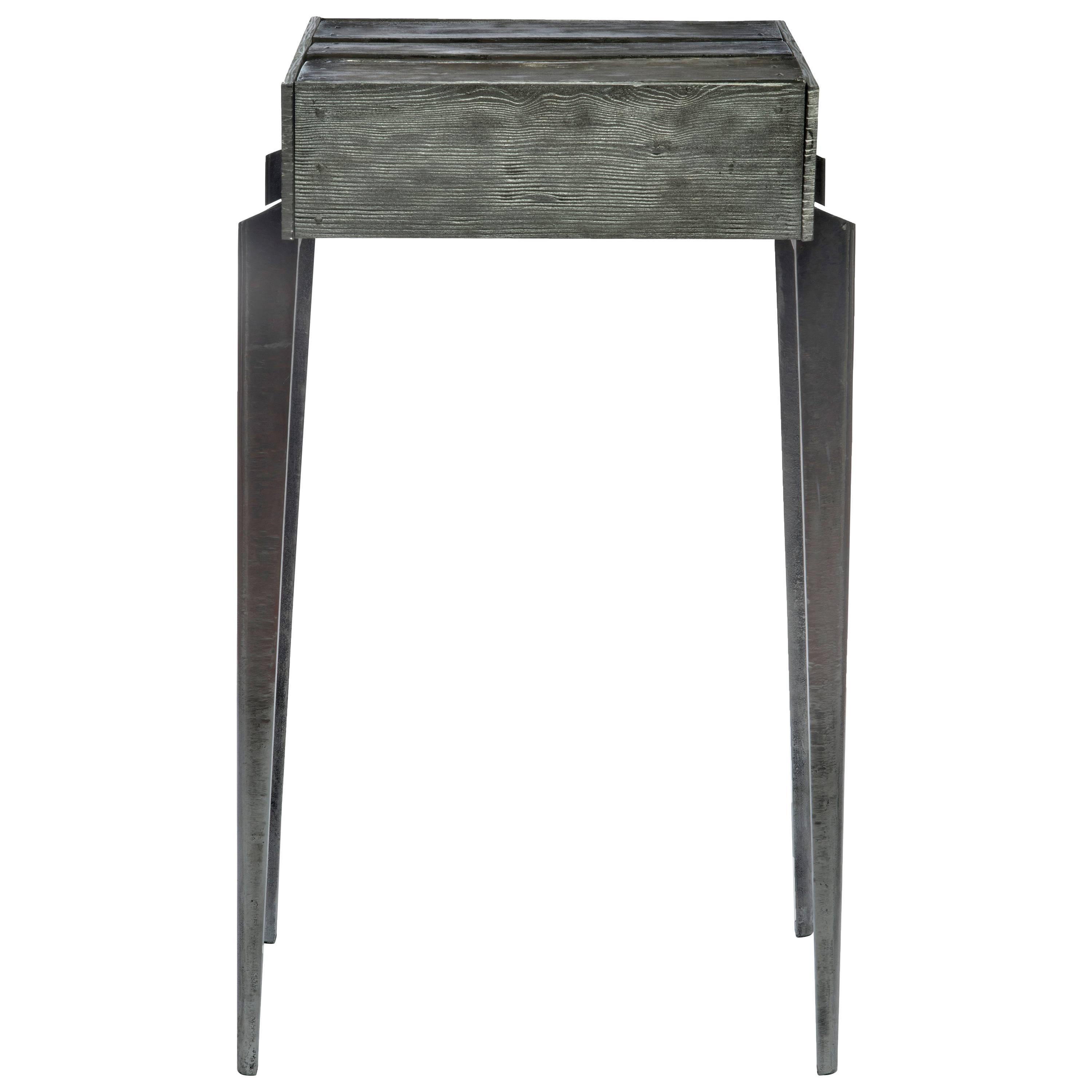 Shack Side Table in Cast Aluminum and Mirrored Glass by Gregory Nangle