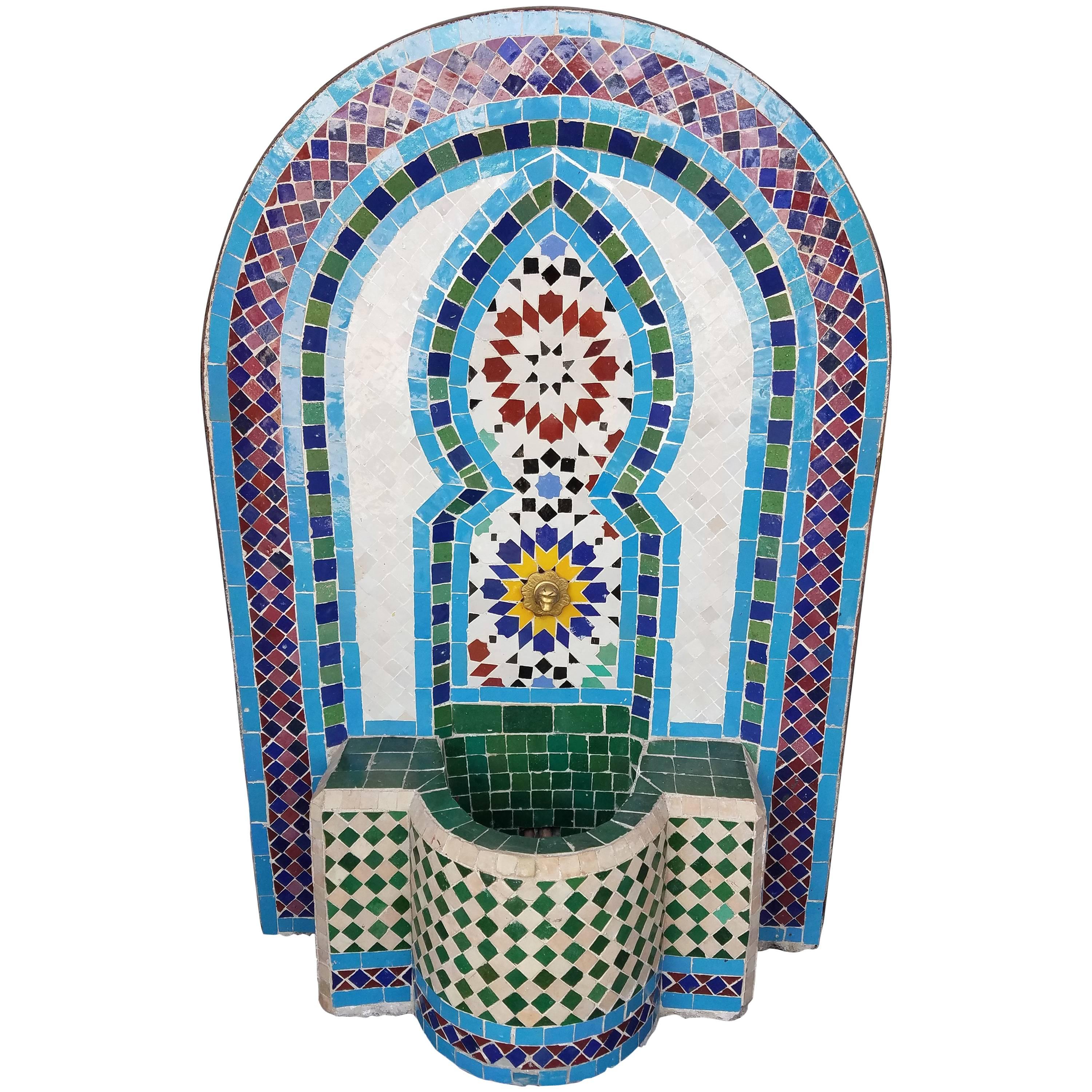 Arched Multi-Color Moroccan Mini Fountain All Glazed Mosaic